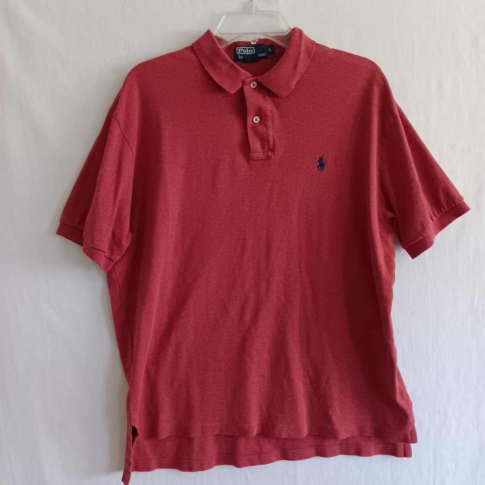 Polo Ralph Lauren Polo Shirt Mens Large Red Excellent Short Sleeve Cotton Pique